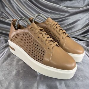 Linea Paolo “Kosta” Desert Tan Leather Wedge Platform Sneaker Women’s Size 12M